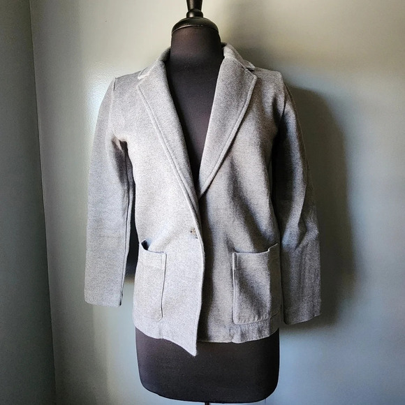 J. Crew Grey One Button Sweater Blazer - Picture 1 of 5
